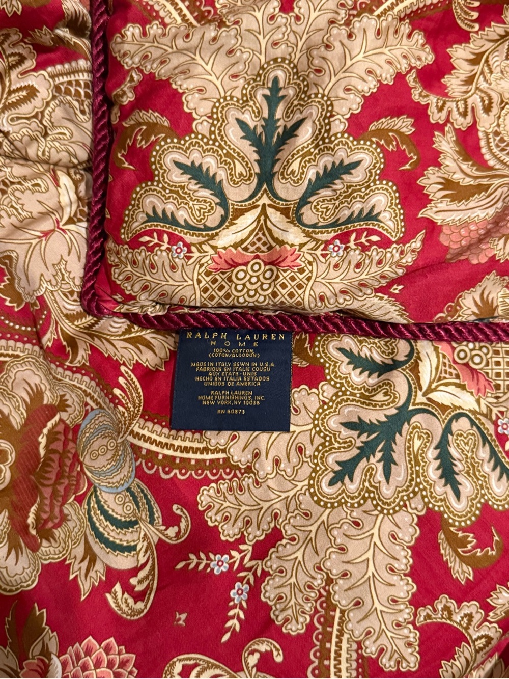 Rare Ralph Lauren Home,Jardiniere Made in Italy Sateen Ornate Paisley Comforter